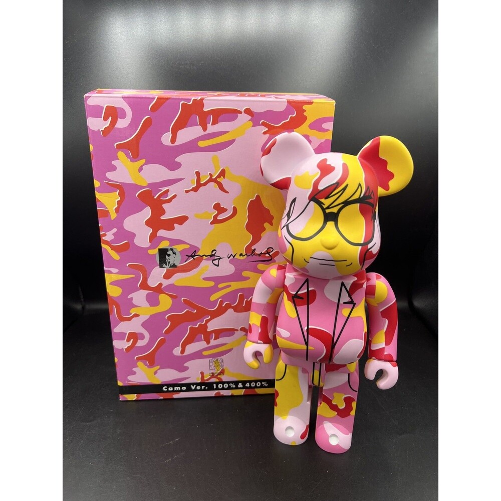 Medicom 400% ONLY Bearbrick / Andy Warhol Pink Camo Version OPEN BOX